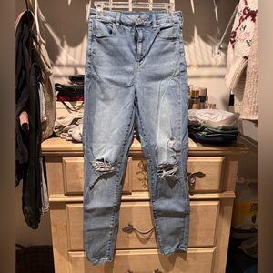 American Eagle Outfitters High Rise Distressed Blue Jeans